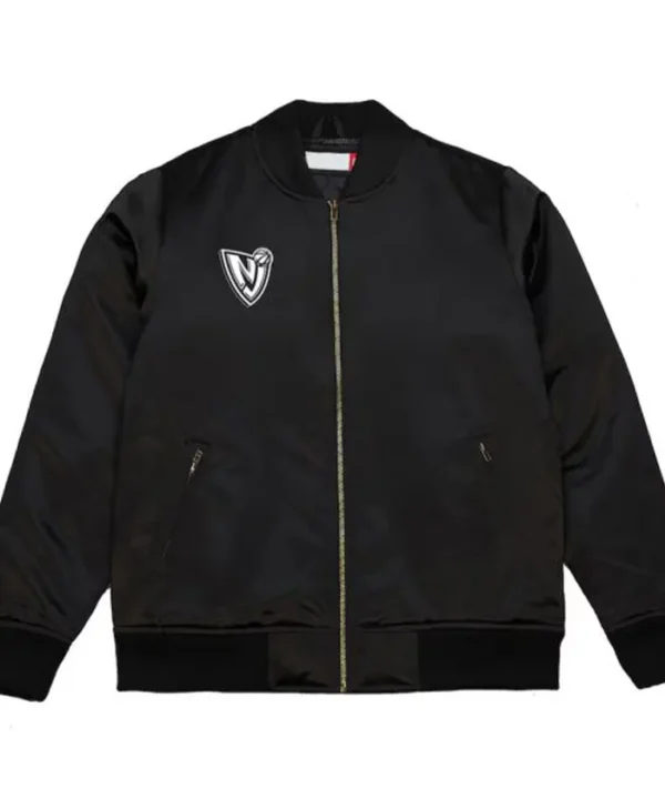 Brooklyn Nets Black Bomber Hoodie Zipper Jacket