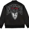 Brooklyn Nets Black Bomber Hoodie Zipper Jacket Back