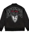 Brooklyn Nets Black Bomber Hoodie Zipper Jacket Back