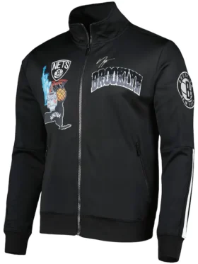 Brooklyn Nets Black Bomber Track Jacket