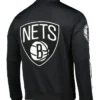 Brooklyn Nets Black Bomber Track Jacket Back
