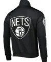 Brooklyn Nets Black Bomber Track Jacket Back