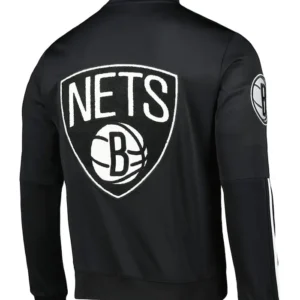 Brooklyn Nets Black Bomber Track Jacket Back