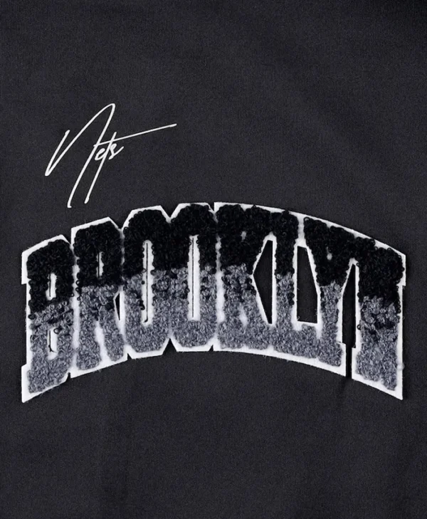 Brooklyn Nets Black Bomber Track Jacket Logo