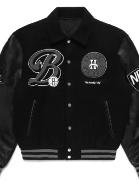 Brooklyn Nets Black Wool Bomber Jacket