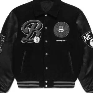Brooklyn Nets Black Wool Bomber Jacket