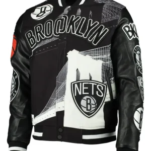 Brooklyn Nets Leather Varsity Jacket