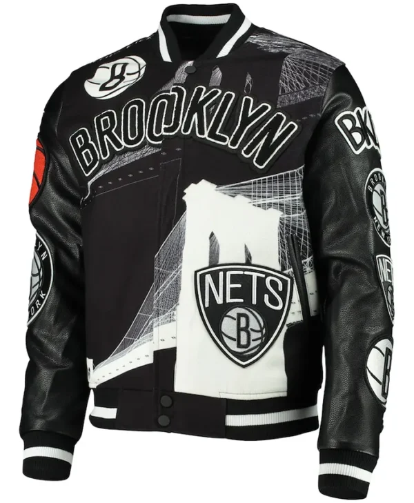 Brooklyn Nets Leather Varsity Jacket
