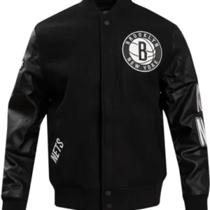 Brooklyn Nets Varsity Black Wool Jacket