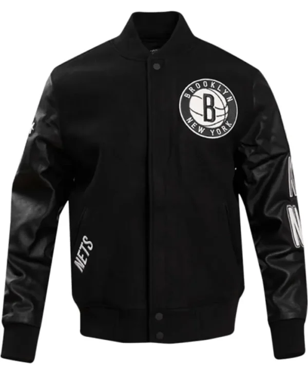 Brooklyn Nets Varsity Black Wool Jacket