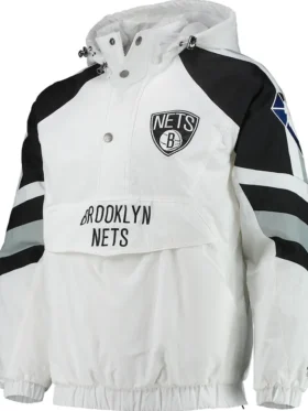Brooklyn Nets White Starter Hoodie Jacket