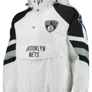 Brooklyn Nets White Starter Hoodie Jacket
