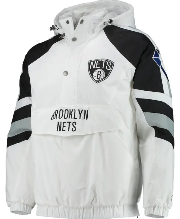 Brooklyn Nets White Starter Hoodie Jacket