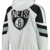 Brooklyn Nets White Starter Hoodie Jacket Back
