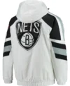 Brooklyn Nets White Starter Hoodie Jacket Back