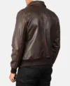 Brown Mens Vintage Leather Bomber Jacket Back