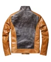 Brown and Black Vintage Leather Cafe Racer Jacket Mens Back