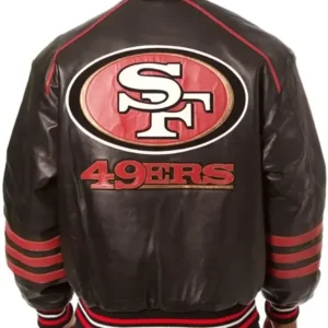 Buy Antone Niners Varsity Leather Black Jacket Back