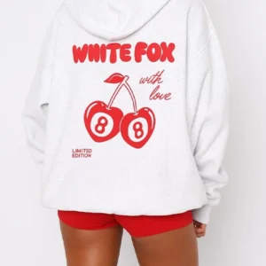 Buy Russell White Fox Cherry Hoodie Back