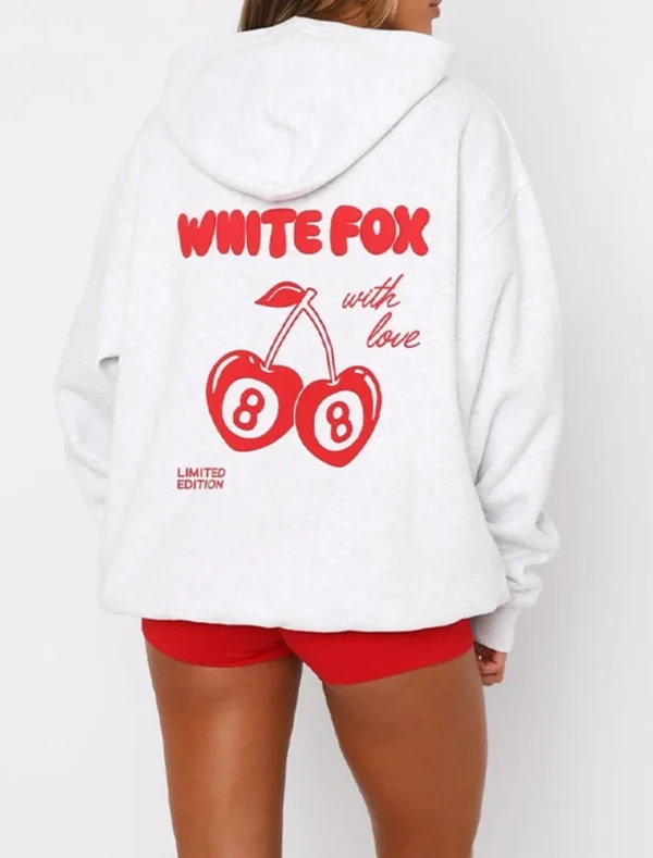 Buy Russell White Fox Cherry Hoodie Back