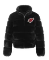Buy Womens Arizona Cardinals Black Faux Fur Full Zip Bomber Jacket