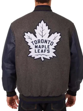 Carlos Toronto Maple Leafs Charcoal and Navy Varsity Jacket Back