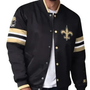 Cartwright New Orleans Saints Black Satin Varsity Jacket
