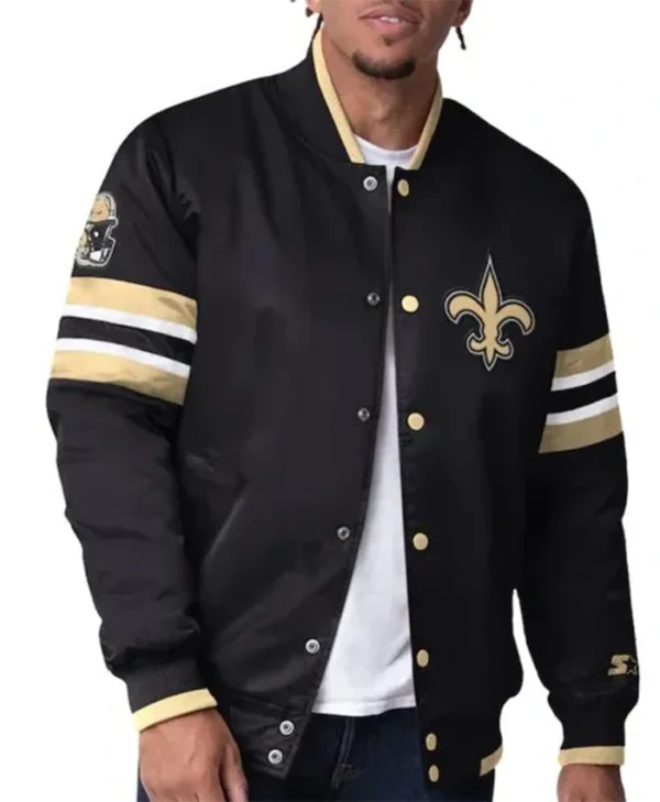 Cartwright New Orleans Saints Black Satin Varsity Jacket