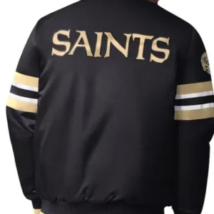 Cartwright New Orleans Saints Black Satin Varsity Jacket Back