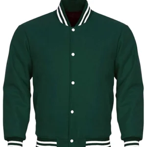 Casual Green Varsity Jacket