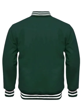 Casual Green Varsity Jacket For Sale