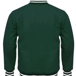 Casual Green Varsity Jacket For Sale