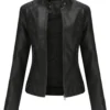 Casual Women Black Biker Leather Jacket