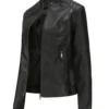 Casual Women Black Biker Leather Jacket For Sale
