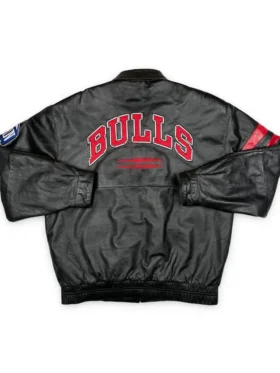 Chicago Bull Leather Black Bomber Jacket