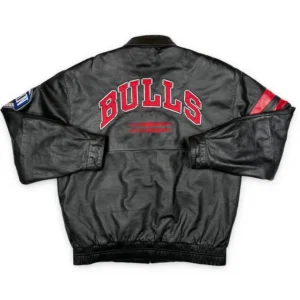 Chicago Bull Leather Black Bomber Jacket