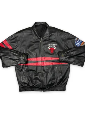 Chicago Bulls Leather Black Bomber Jacket