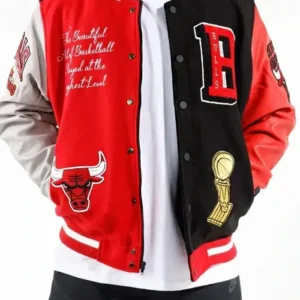 Chicago Bulls Leather Sleeves Varsity Jacket
