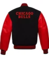 Chicago Bulls Red And Black Leather Sleeve Varsity Jacket