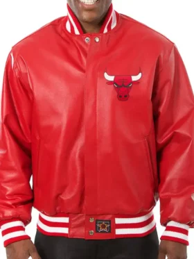 Chicago Bulls Red Leather Jacket