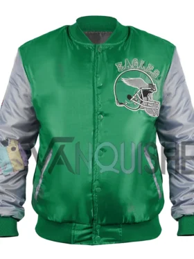 Chyna Philadelphia Eagles Green Satin Varsity Jacket front