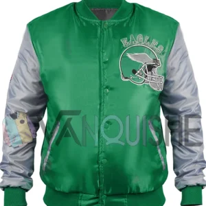 Chyna Philadelphia Eagles Green Satin Varsity Jacket front