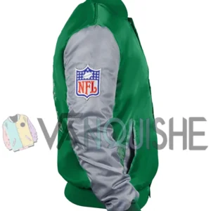 Chyna Philadelphia Eagles Green Satin Varsity Jacket right
