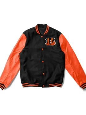 Cincinnati Bengals Wool Black and Orange Varsity Jacket