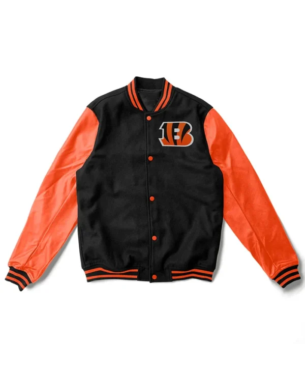 Cincinnati Bengals Wool Black and Orange Varsity Jacket