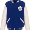 Clementine NHL Toronto Maple Leafs Royal and White Varsity Jacket