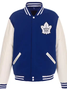 Clementine NHL Toronto Maple Leafs Royal and White Varsity Jacket