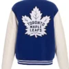 Clementine NHL Toronto Maple Leafs Royal and White Varsity Jacket Back