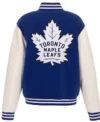 Clementine NHL Toronto Maple Leafs Royal and White Varsity Jacket Back