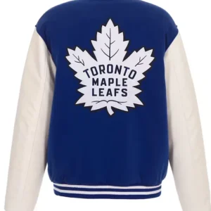 Clementine NHL Toronto Maple Leafs Royal and White Varsity Jacket Back